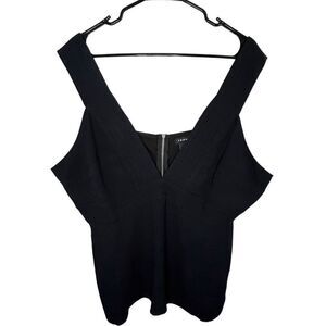 Trouvé Black Deep V-Neck Tank Blouse With Thick Straps and Back Zipper